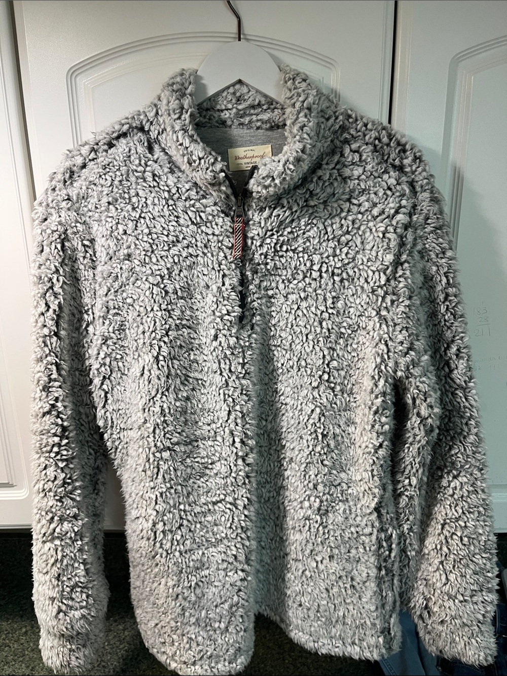 Weatherproof Light Gray Plush Sherpa Quarter-Zip Pullover